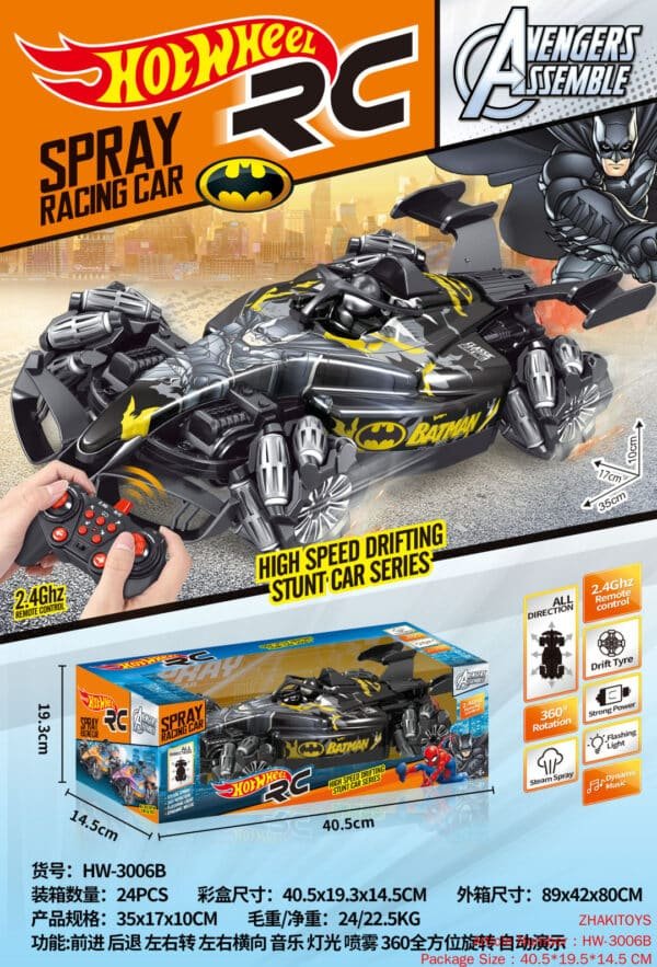 Batman Spray Stunt F1 RC Car (Single RC).